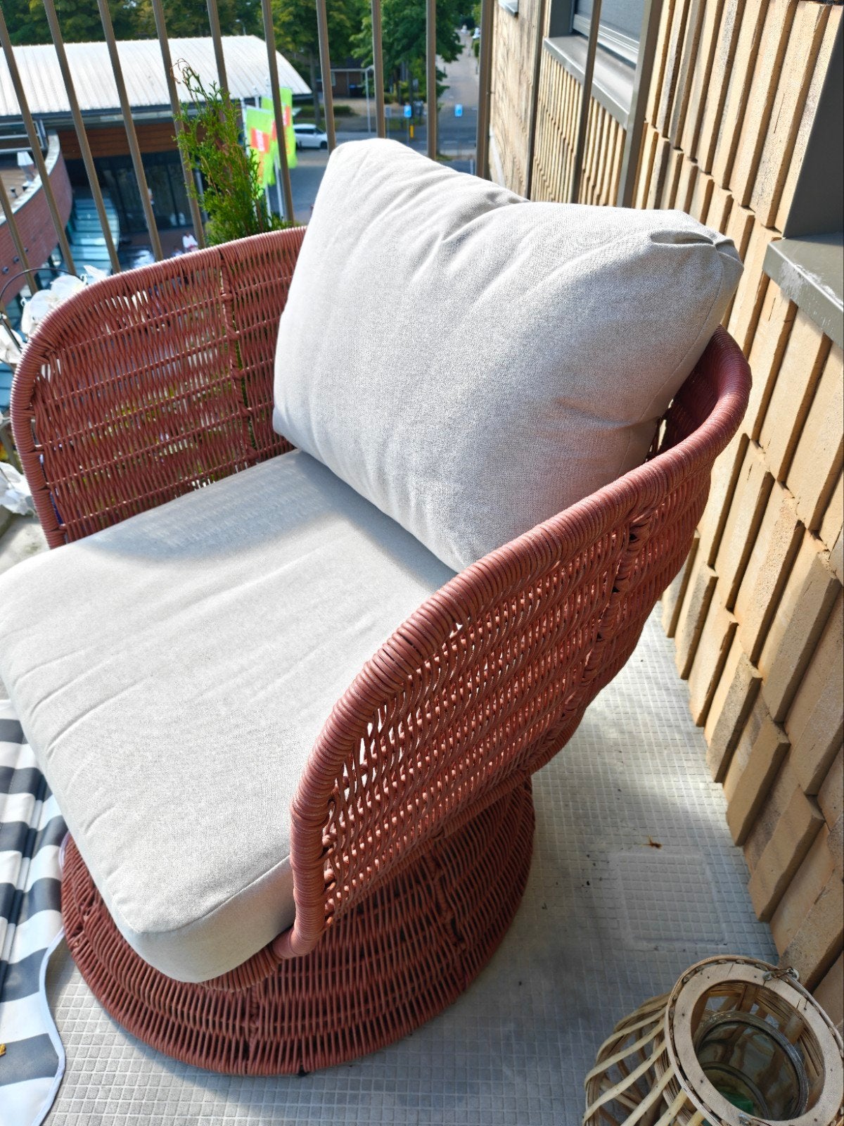 Comfortabele rotan fauteuil met kussens (NIEUWSTAAT), Ophalen, Zo goed als nieuw, Rotan
