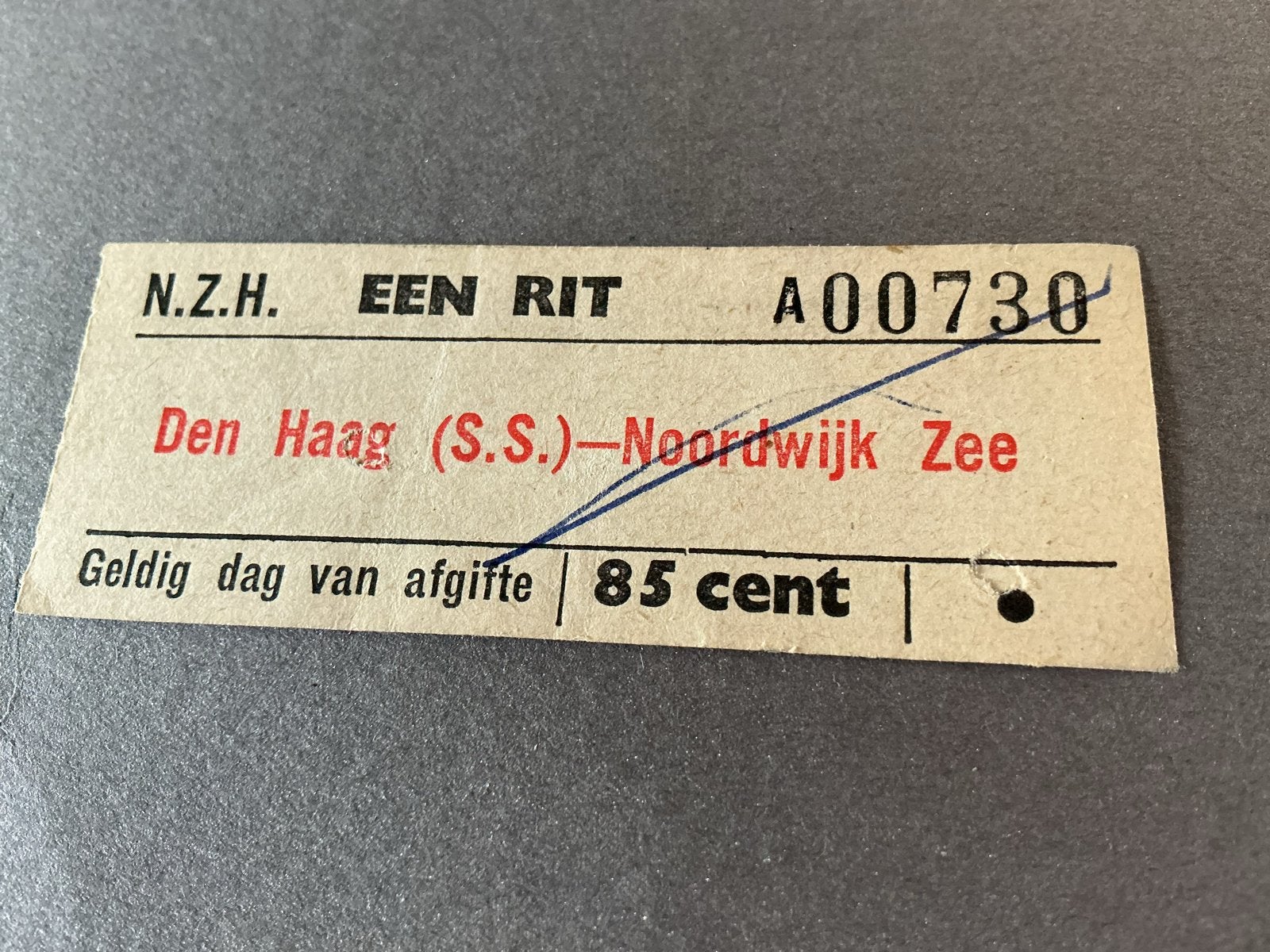 Oud tramkaartje  NZH Den Haag (S.S.) - Noordwijk Zee, Verzenden, Tram, Kaart of Prent