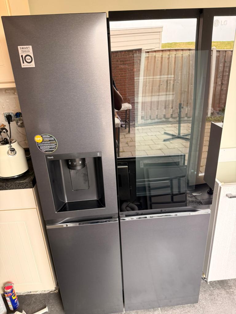 LG Amerikaanse koelkast 2 jaar oud, Ophalen, 200 liter of meer, 60 cm of meer, Met aparte vriezer