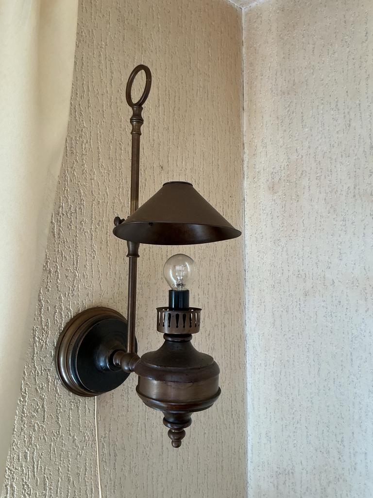 Vintage Stijl Olie Lamp Wandlamp - Antiek Brons Look, Ophalen of Verzenden, Gebruikt, Metaal