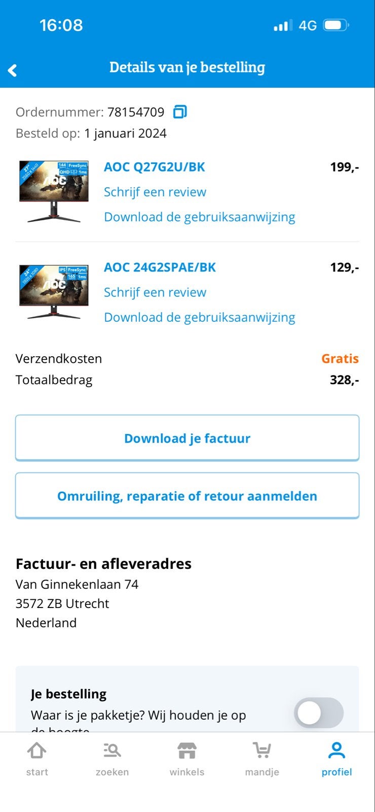Set van 2 AOC Gaming Monitoren (27" QHD 144Hz + 24" FHD 165H, Computers en Software, IPS, Zo goed als nieuw, 1 tot 2 ms, DisplayPort