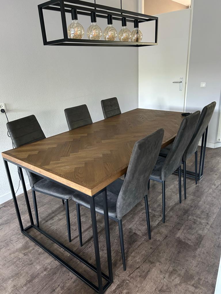 Eetkamertafel Visgraat 190x95 cm -, Ophalen, 50 tot 100 cm, Zo goed als nieuw, Vijf personen of meer