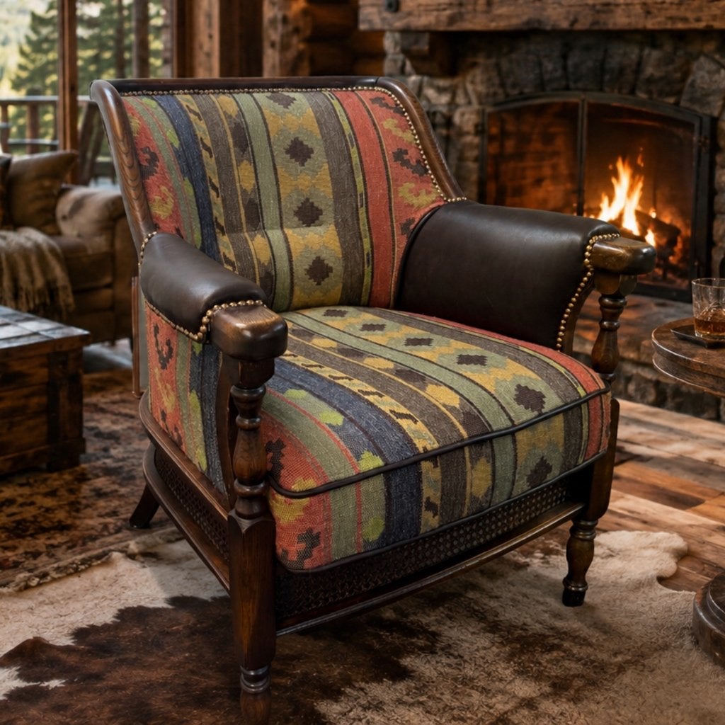 Country Western Fauteuil in Native American Style, Huis en Inrichting, Ophalen, Nieuw, 75 tot 100 cm, Hout