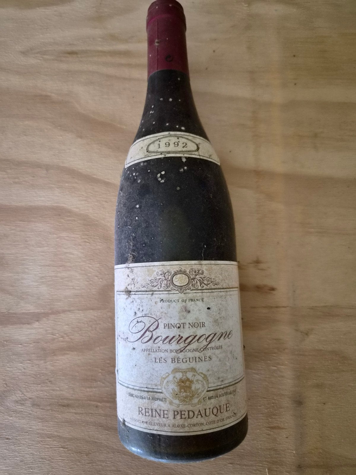 Reine Pédaque Bourgogne Pinot Noir 1992, Gebruikt, Frankrijk, Ophalen of Verzenden, Rode wijn