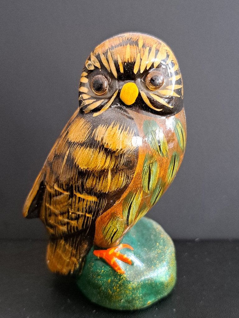 Vintage beschilderde uil decoratie, Verzamelen, Ophalen of Verzenden, Zo goed als nieuw, Dier