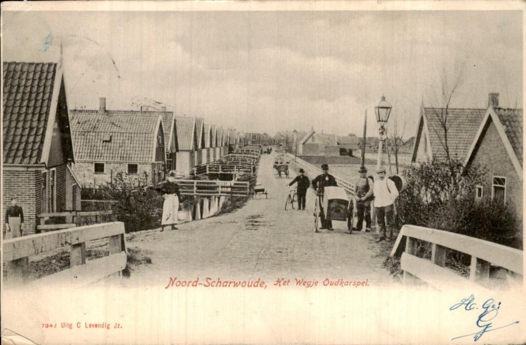 Noord-Scharwoude - Het Wegje - Oudkarspel, Verzamelen, Ophalen of Verzenden, Voor 1920, Gelopen, Noord-Holland