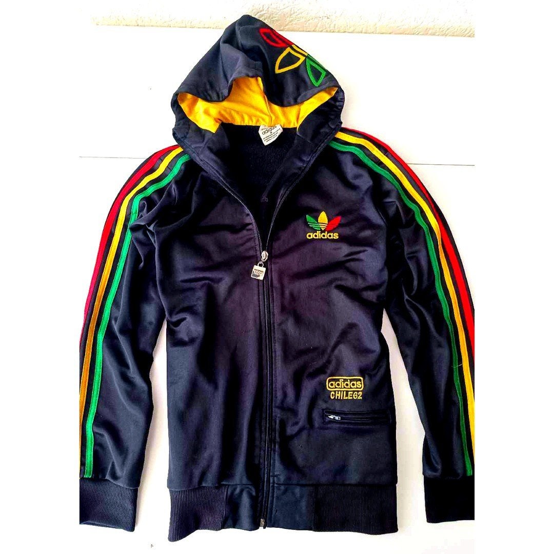 Vintage Adidas Chile 62 Rasta Jamaica - Maat M - Zeer goede, Maat 48/50 (M), Zwart, Ophalen of Verzenden, Gedragen