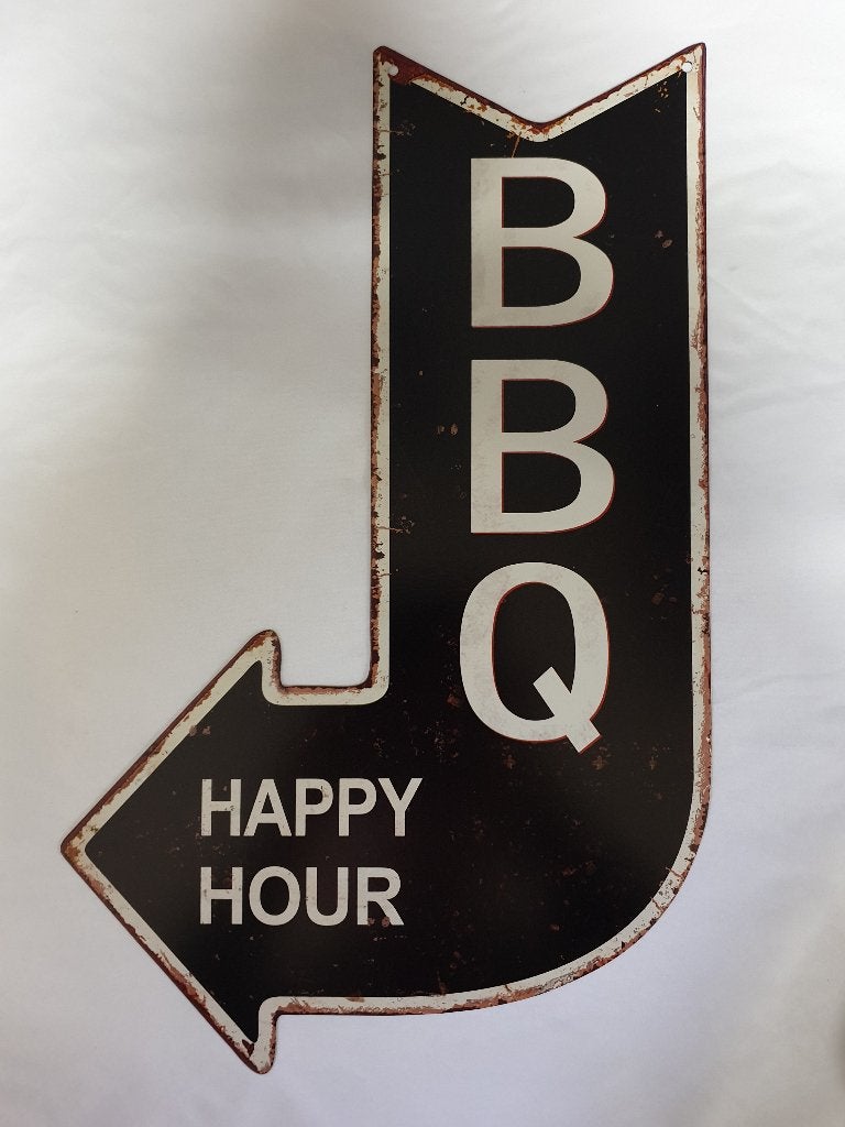 Wanddecoratie, wandbord, bbq, barbecue, happy hour, BBQ, Ophalen of Verzenden, Nieuw, Metaal, Decoratieobject