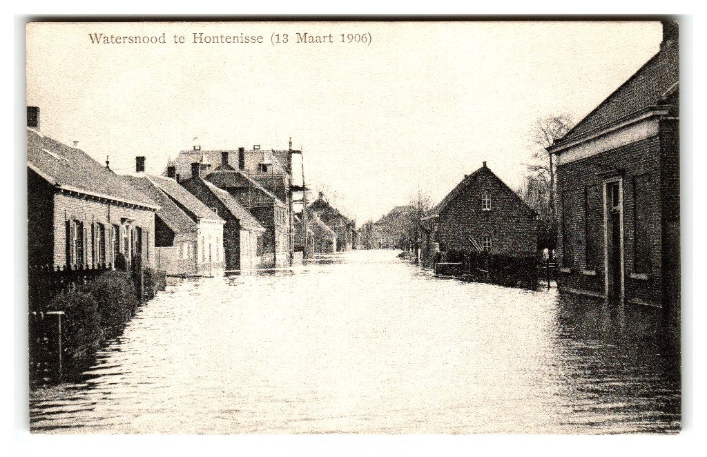 Hontenisse, (Gem. Hulst) Watersnood (13 Maart 1906), Verzamelen, Ansichtkaarten | Nederland, Verzenden, Voor 1920, Ongelopen, Zeeland