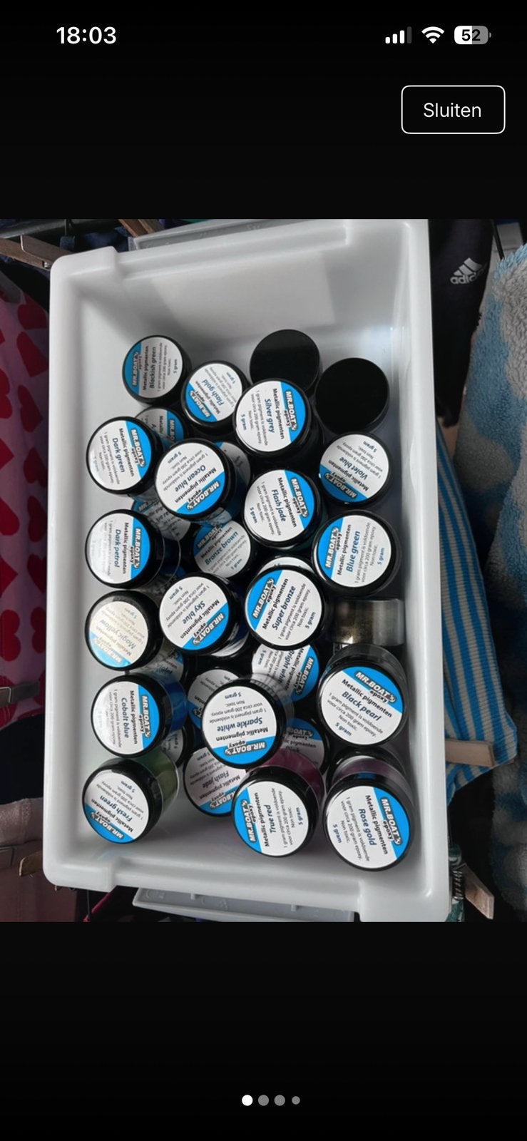 Pigment poeder set - ca. 30 potjes, diverse kleuren, Ophalen of Verzenden, Zo goed als nieuw, Meerkleurig, Knutselmateriaal