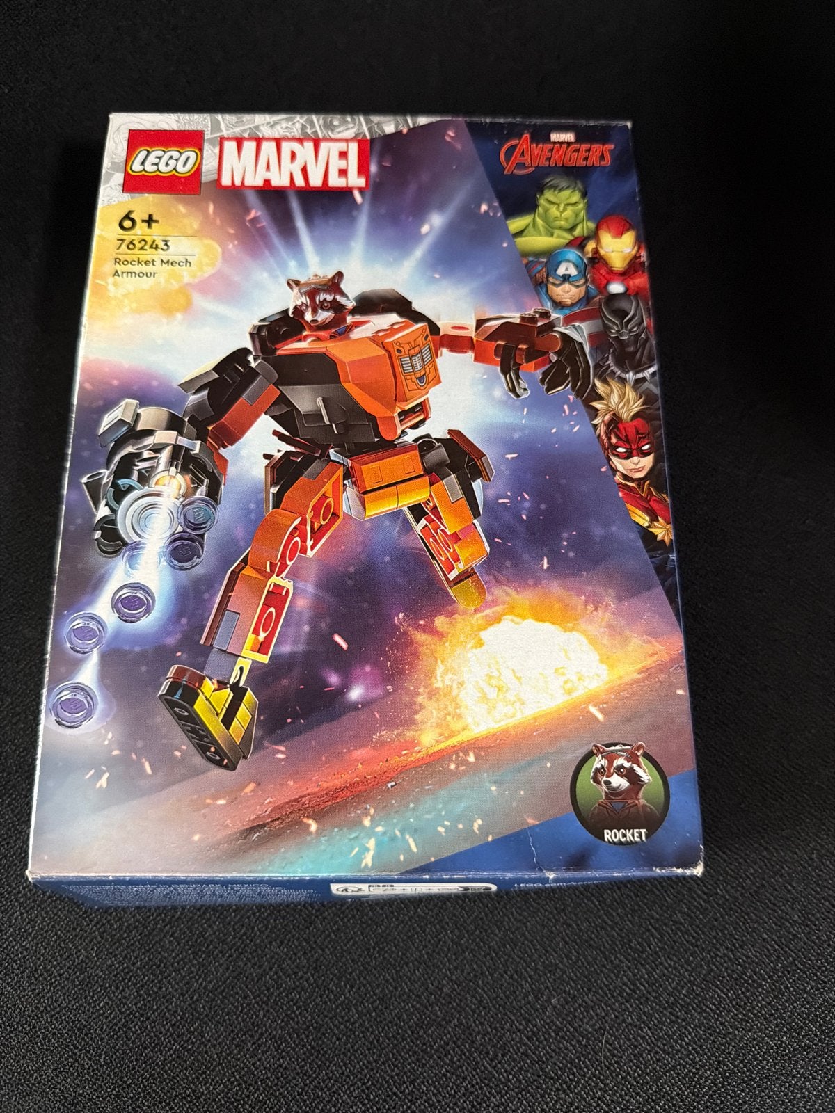 LEGO Marvel Rocket Mech Armour 76243  in doos, Gebruikt, Marvel, Lego, Ophalen of Verzenden