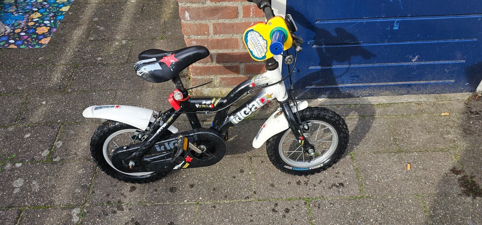 Stoere 12 inch kinderfiets, Fietsen en Brommers, Terugtraprem, Gebruikt, Ideal, Ophalen of Verzenden