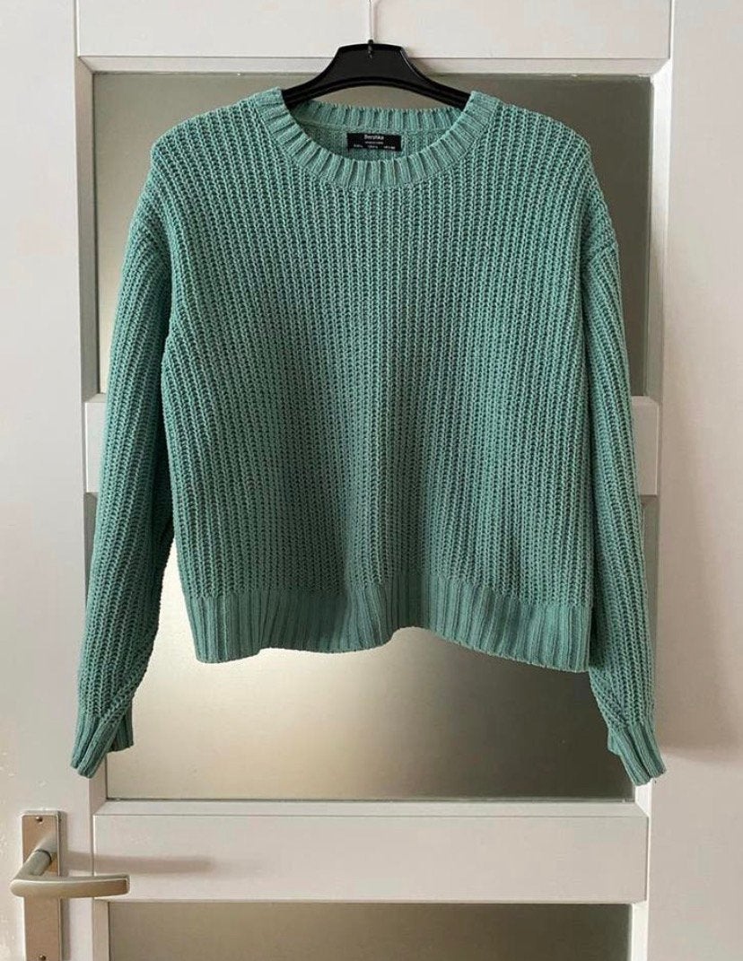 Bershka gebreide trui mintgroen – maat L/XL, Ophalen of Verzenden, Zo goed als nieuw, Maat 42/44 (L), Groen