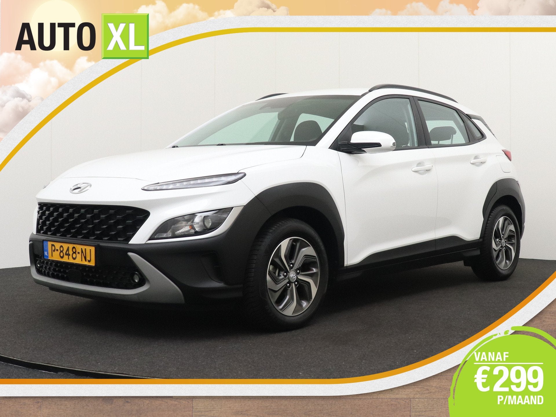 Hyundai KONA 1.6 GDI Aut. Hybrid Comfort Adapt. Cruise Clima, Auto's, Hyundai, Stof, Gebruikt, Wit, Origineel Nederlands