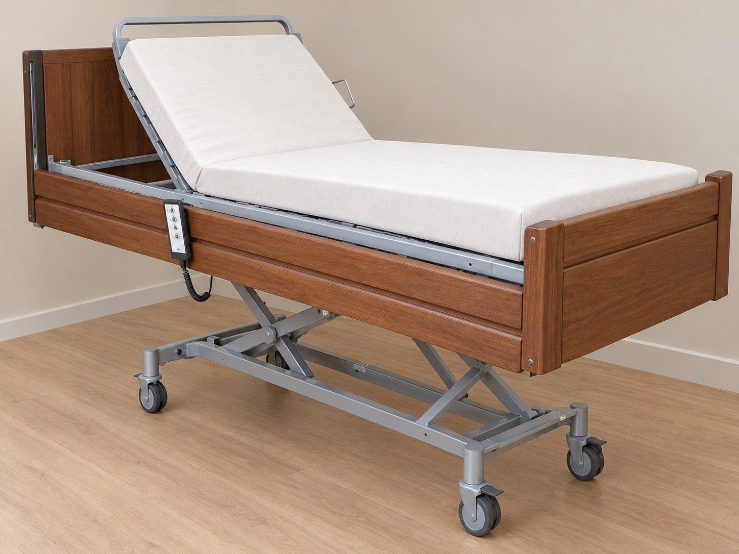 Elektrisch Linak hoog laag bed, zorgbed 220x90cm, Ophalen, 90 cm, Eenpersoons, Zo goed als nieuw