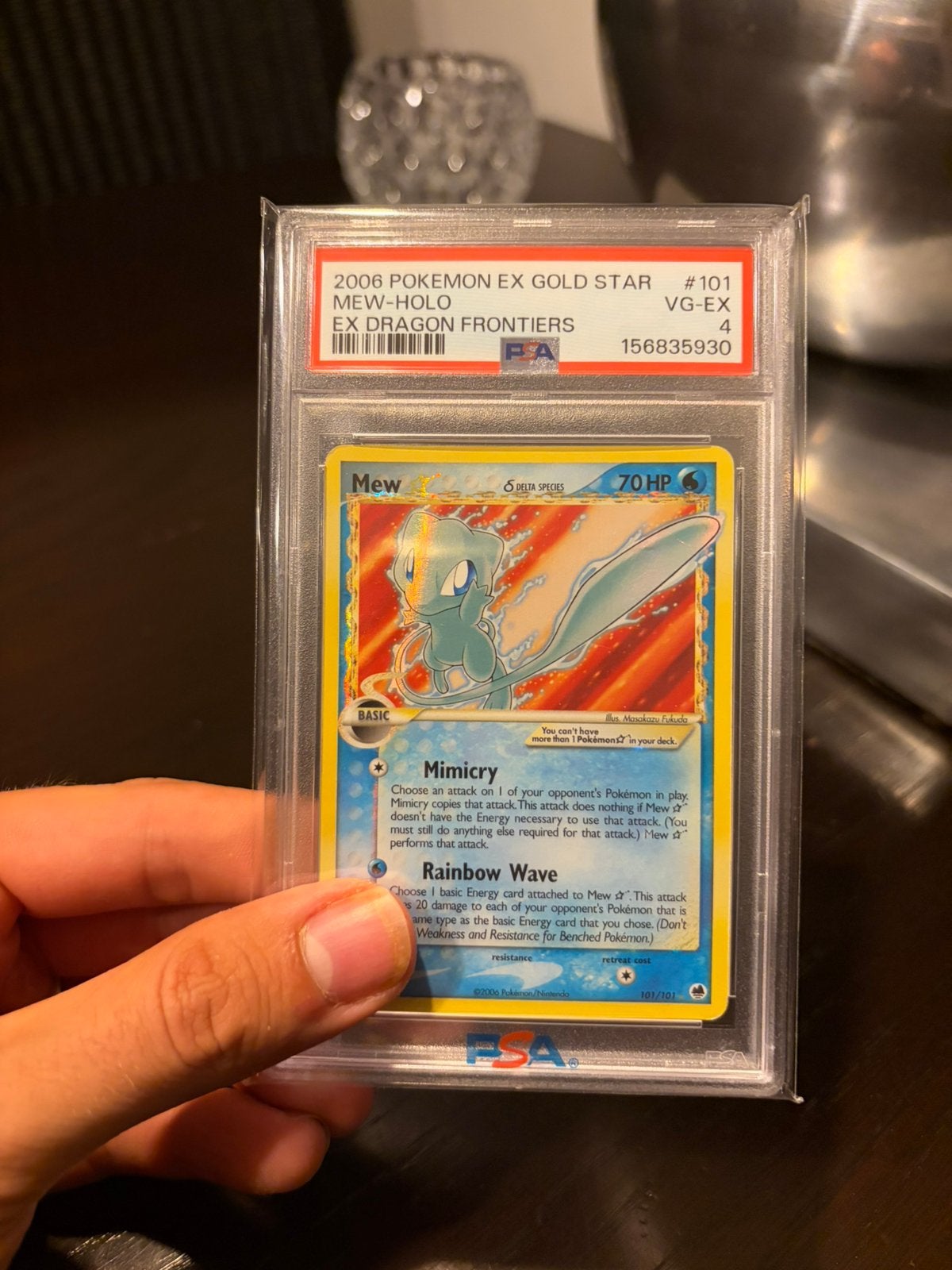 Mew Gold Star PSA 4 Pokémon EX Holon Phantoms, Hobby en Vrije tijd, Verzamelkaartspellen | Pokémon, Ophalen of Verzenden, Zo goed als nieuw