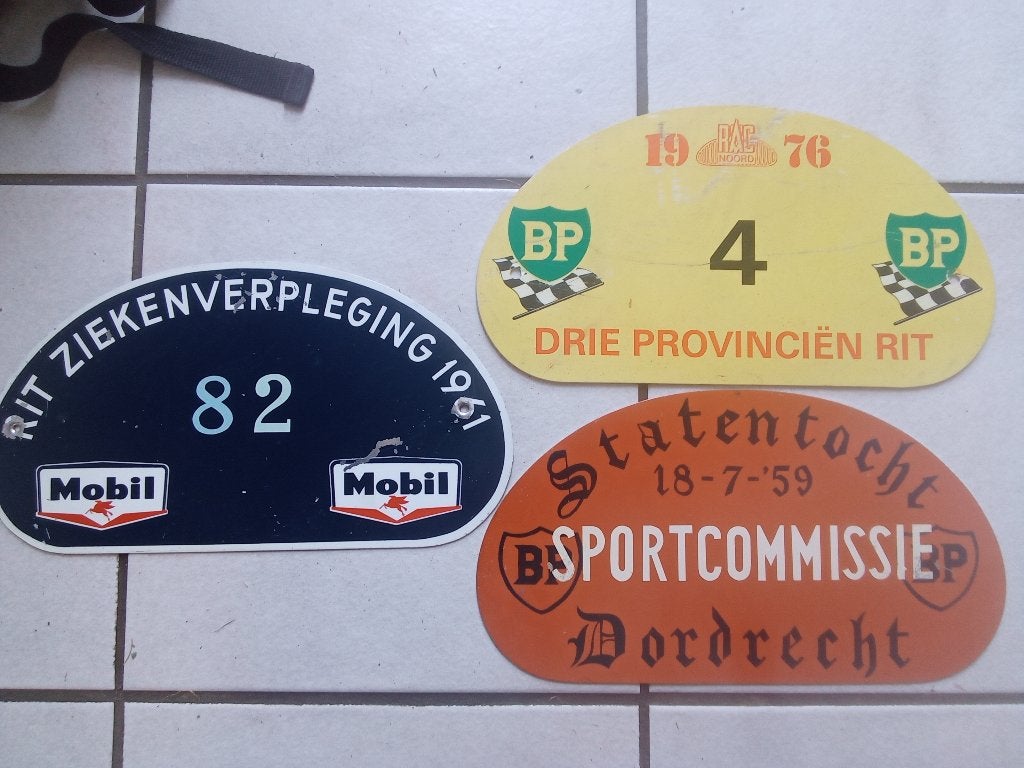 Vintage rally / tour bordjes, Verzamelen, Ophalen of Verzenden, Gebruikt, Auto's
