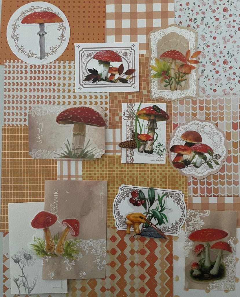 Scrapbooking met stickers paddenstoelen herfst, Verzenden, Nieuw, Versiering of Embellishment