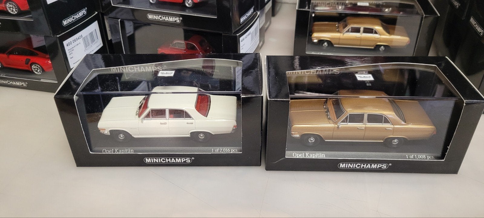 Minichamps 1964 Opel Kapitan wit&goud, Ophalen of Verzenden, Nieuw, Auto, MiniChamps