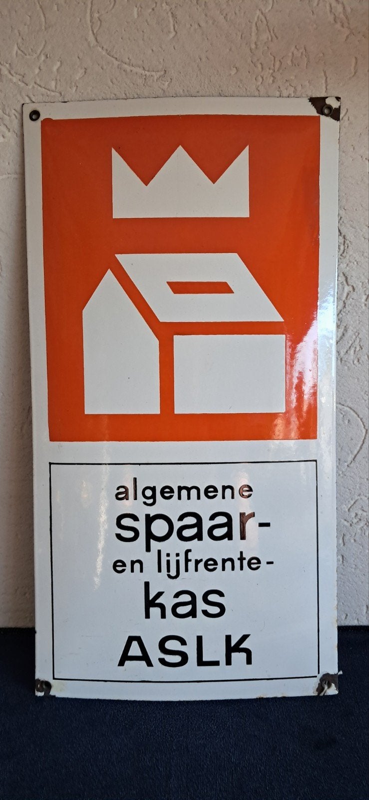 emaille bord  ASLK, Ophalen of Verzenden, Gebruikt, Reclamebord