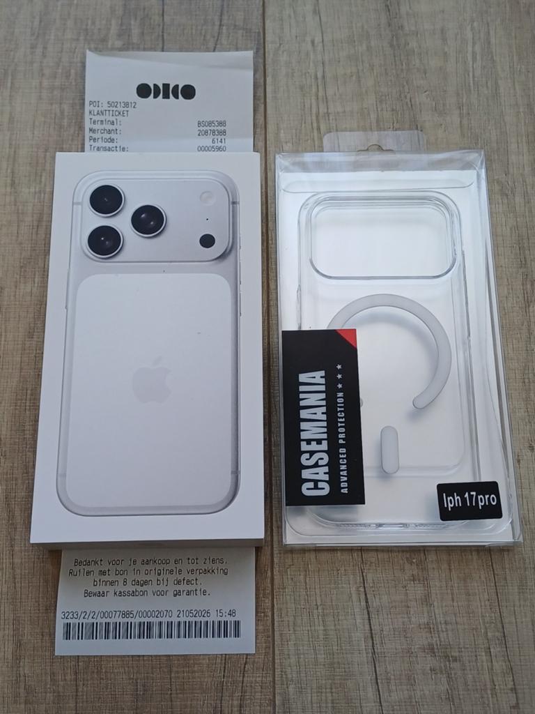 iPhone 17 Pro 256gb zilver met bon 21-05-2026 verzegeld, Ophalen, Nieuw, Zilver, 256 GB