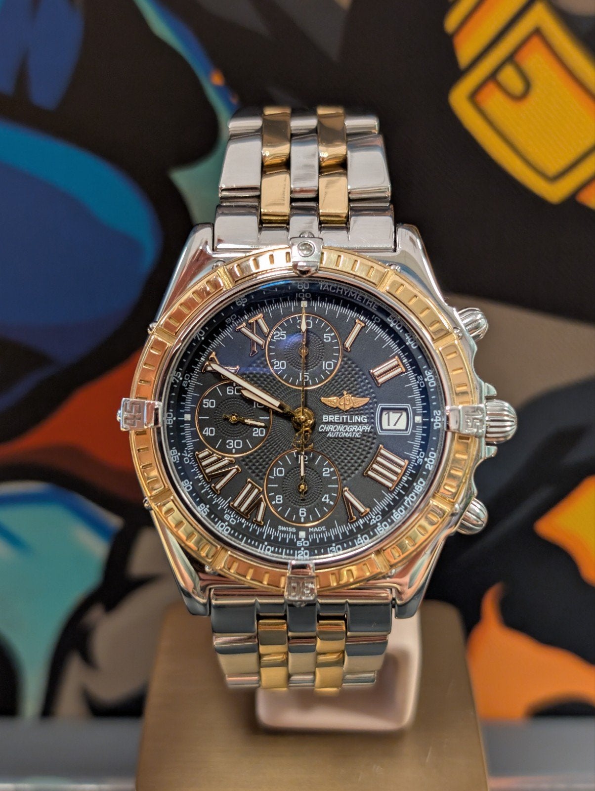 Breitling Crosswind D13055 zwarte wijzerplaat, Sieraden, Tassen en Uiterlijk, Horloges | Heren, Ophalen of Verzenden, Zo goed als nieuw
