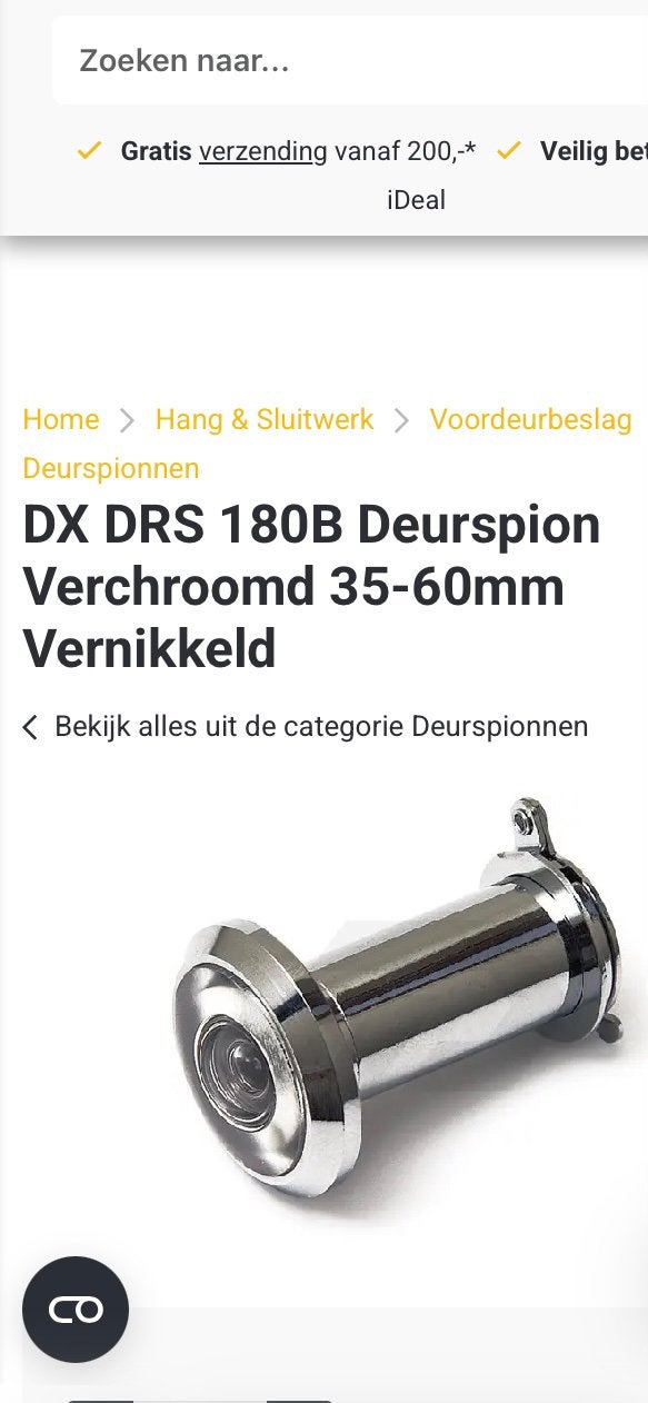 Deurspion verchroomd, Ophalen of Verzenden, Nieuw, Chroom, Overige typen
