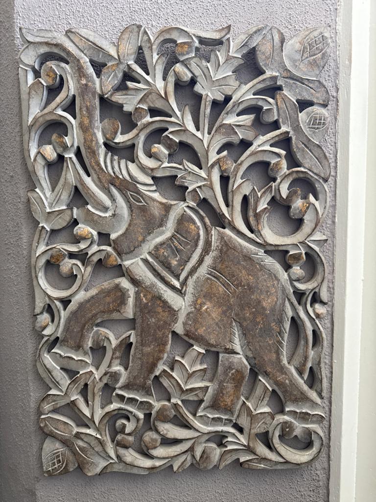 Wanddecoratie Olifant Houtsnijwerk 40x60 cm, Ophalen, Gebruikt, Oosters, Hout