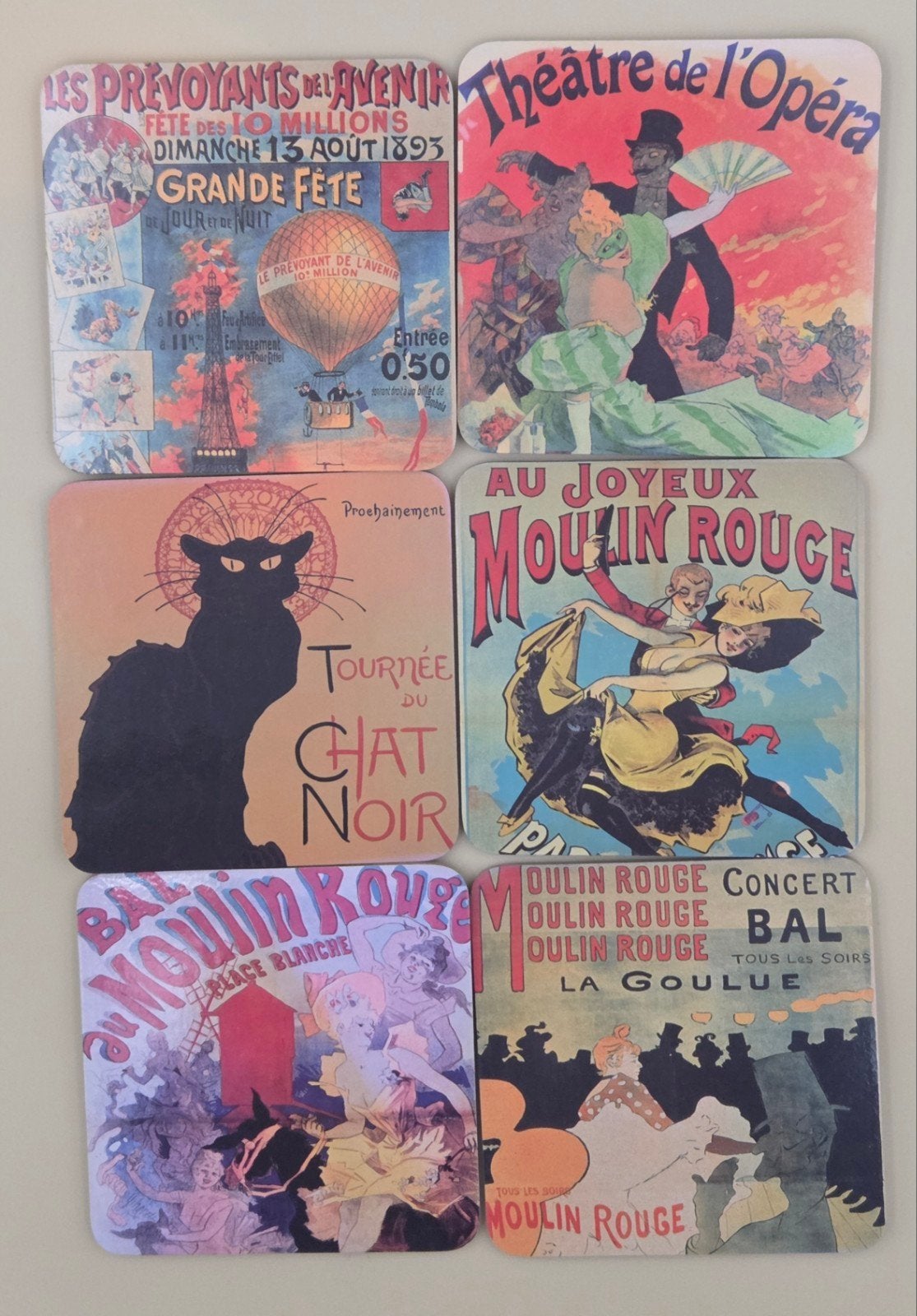 Set van 6 vintage kurken onderzetters - Moulin Rouge, Ophalen of Verzenden, Kurk