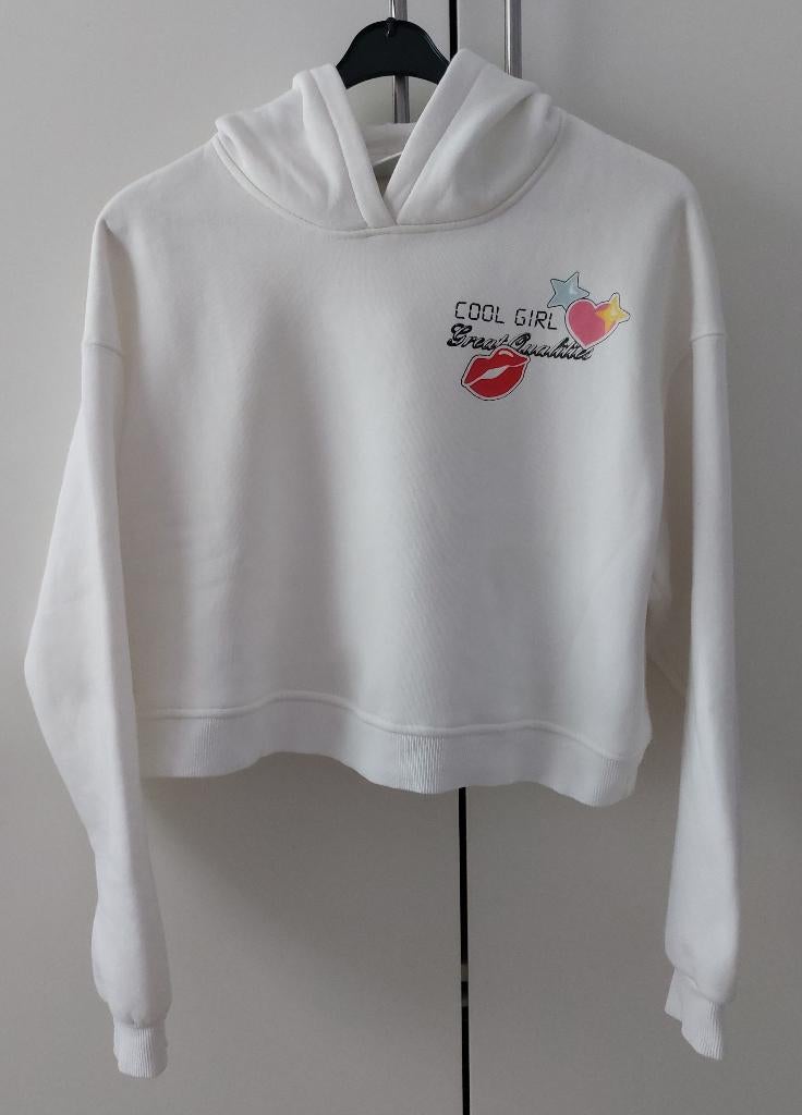 Hoodie Bershka mt S, Wit, Zo goed als nieuw, Maat 36 (S), Bershka