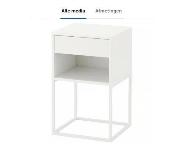 Gezocht; IKEA VIKHAMMER Nachtkastje Wit, Ophalen, Minder dan 45 cm, 55 tot 70 cm, Zo goed als nieuw