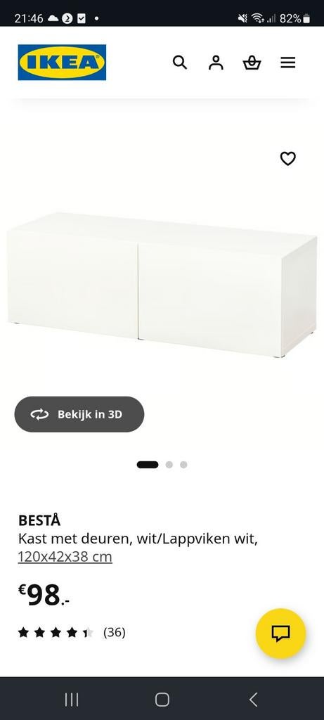GELE IKEA Besta Kast met toebehoren - ideaal voor PC, Huis en Inrichting, Kasten | Overige, Gebruikt, Ophalen