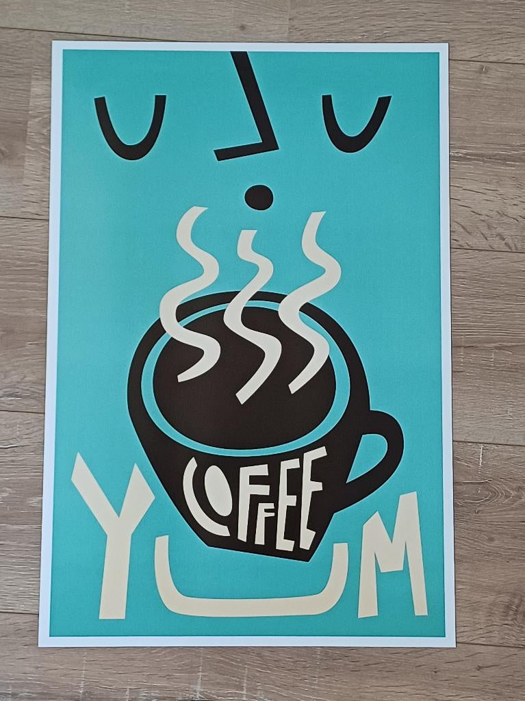 KOOPJE! Gave poster Coffee Yum! voor koffieliefhebbers, Rechthoekig Staand, Ophalen of Verzenden, Zo goed als nieuw, A1 t/m A3