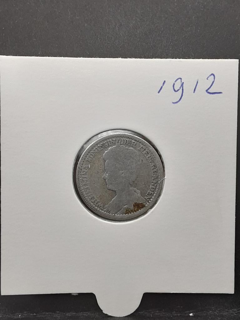 25 cent 1912 Koningin Wilhelmina, Postzegels en Munten, Munten | Nederland, Zilver, 25 cent, Ophalen of Verzenden, Koningin Wilhelmina