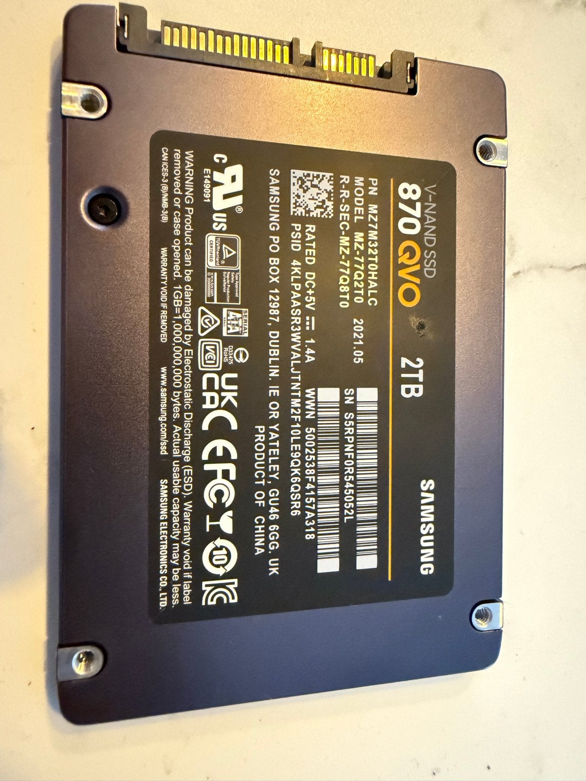 Samsung 870 QVO 2TB SATA SSD, Computers en Software, Intern, Server, Ophalen of Verzenden, Zo goed als nieuw