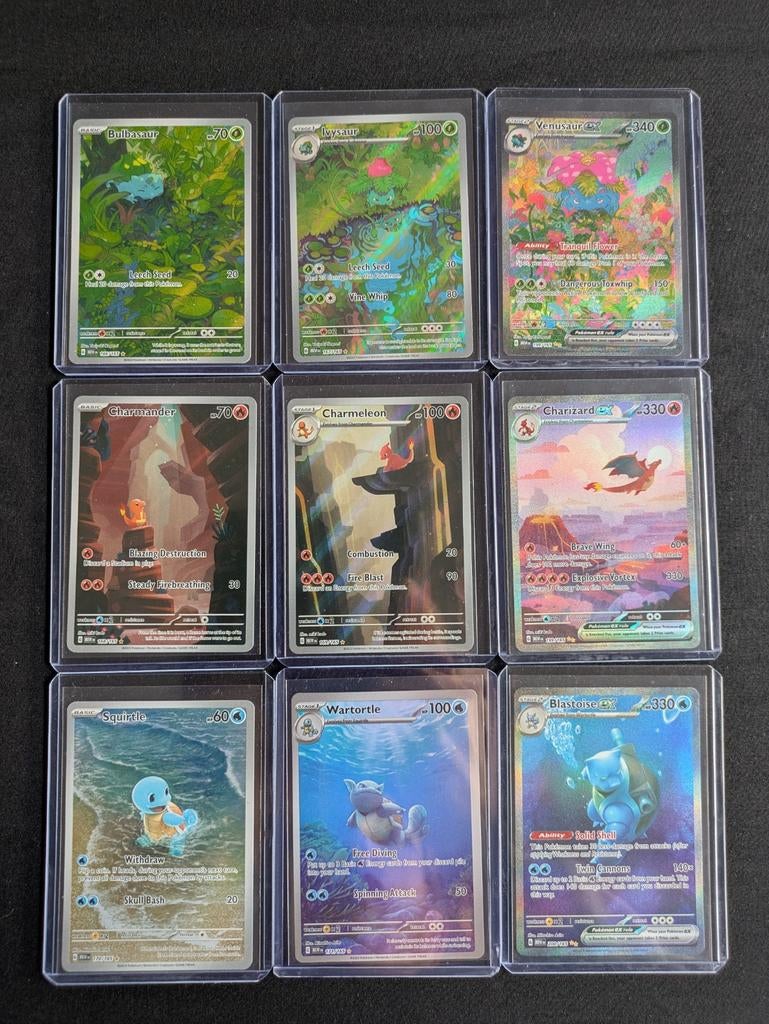 Pokémon 151 Starter Evolutie Set - NM Conditie [Engels], Ophalen, Zo goed als nieuw, Meerdere kaarten, Foil