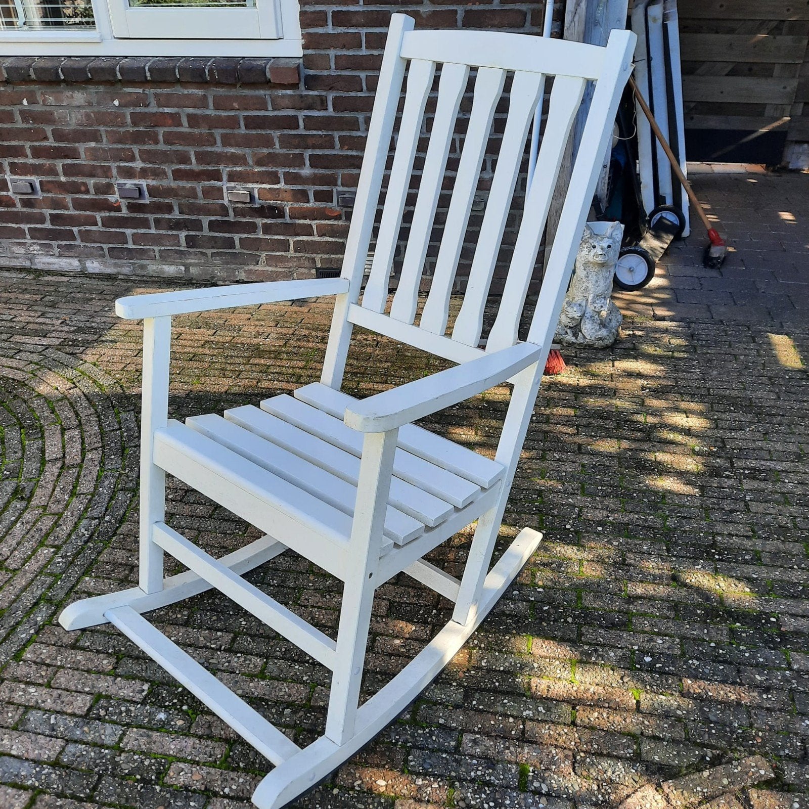 Witte houten schommelstoel, Huis en Inrichting, Ophalen, Gebruikt, Wit, Eén
