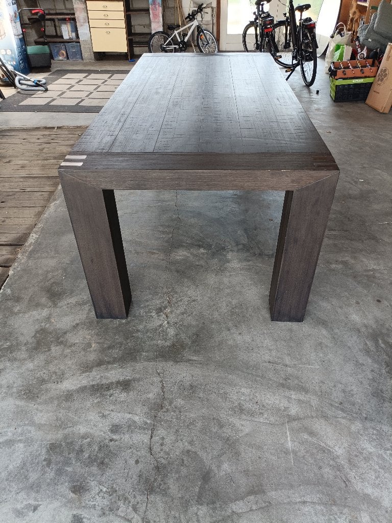 Eettafel 220 x 100 cm –  Donker hout, Ophalen, Gebruikt, 200 cm of meer, 50 tot 100 cm