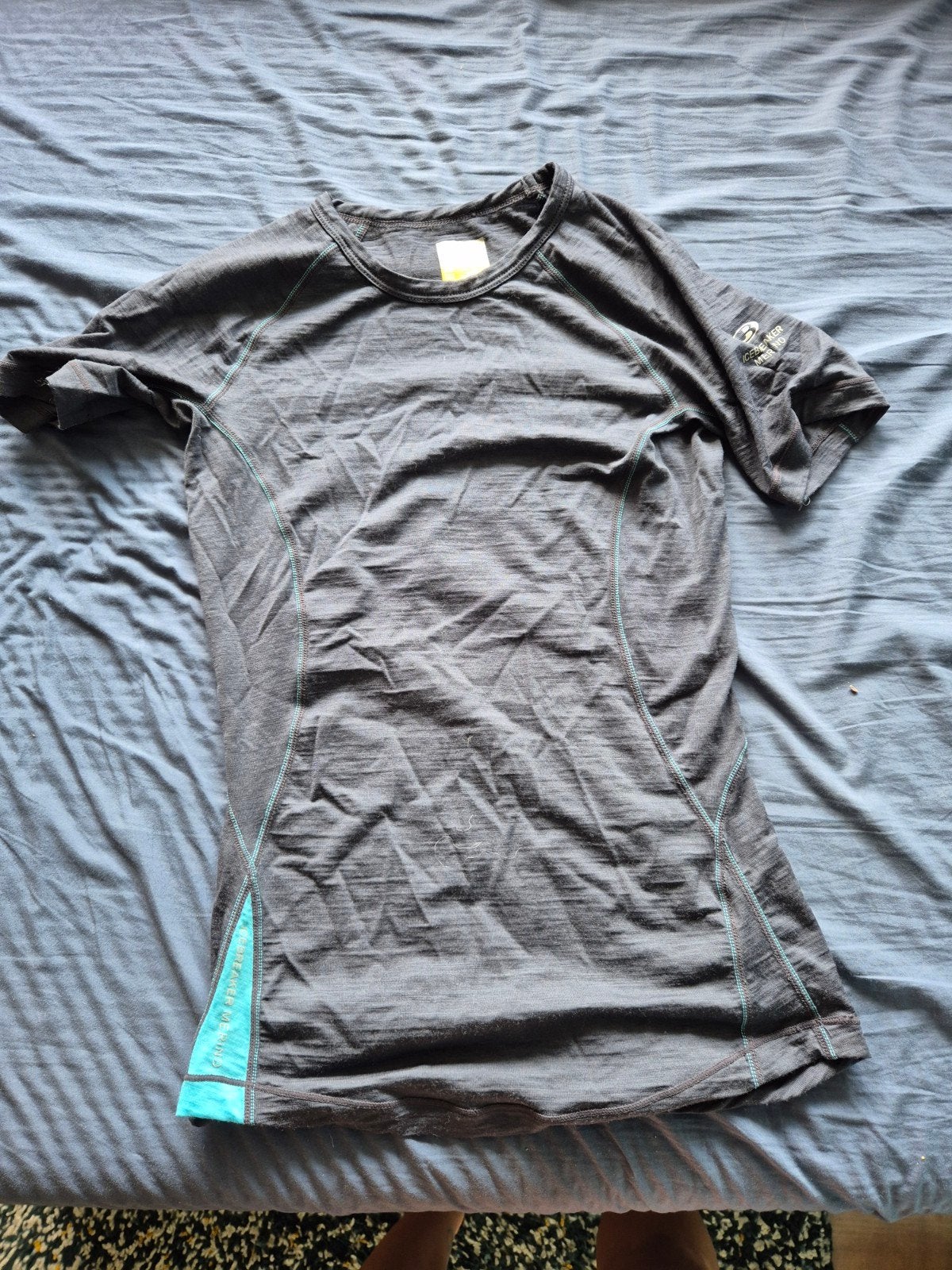 Icebreaker Merino Sportshirt XS - Grijs/Blauw, Ophalen of Verzenden, Zo goed als nieuw, Icebreaker, Hardlopen of Fietsen