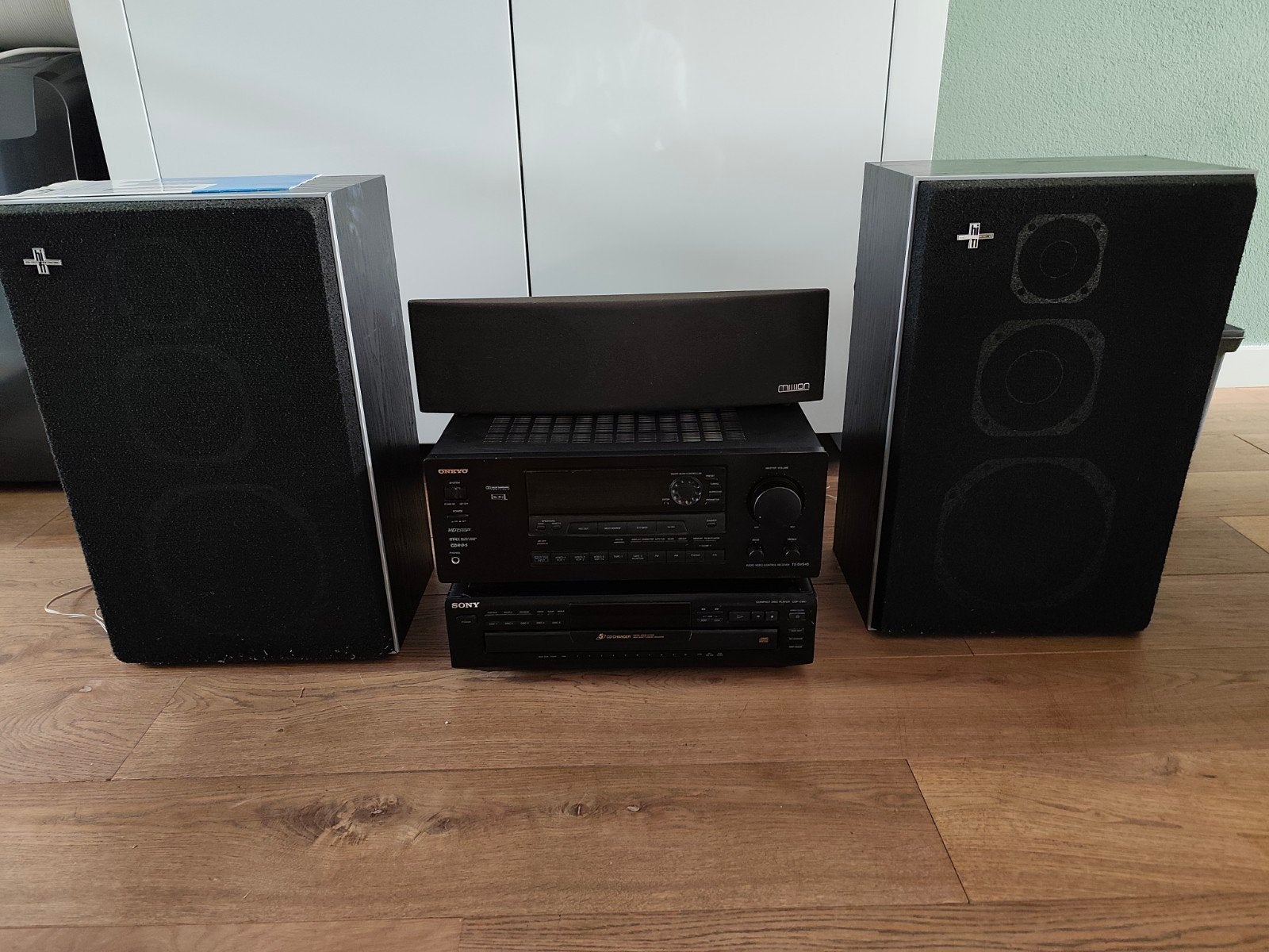 Stereo set, Onkyo Receiver, Sony 5CD wisselaar, Philips spea, Audio, Tv en Foto, Stereo-sets, Speakers, Overige merken, Ophalen