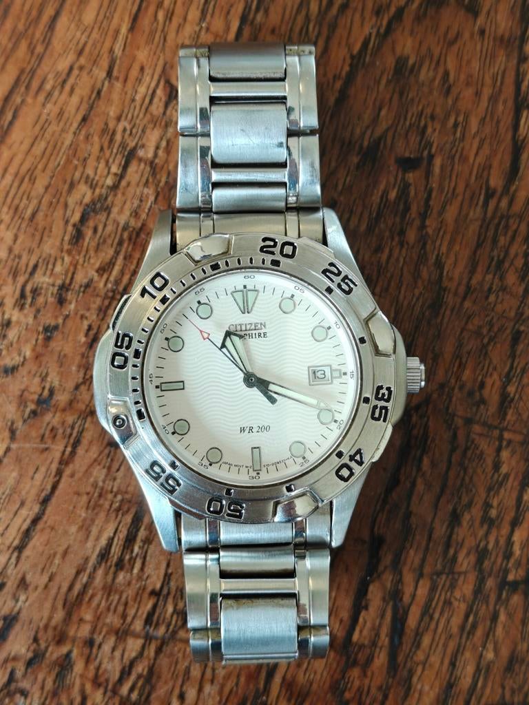 Citizen Sapphire WR 200 ( 20 Bar ) Krasbestendig, Staal, Staal, Ophalen of Verzenden, Zo goed als nieuw
