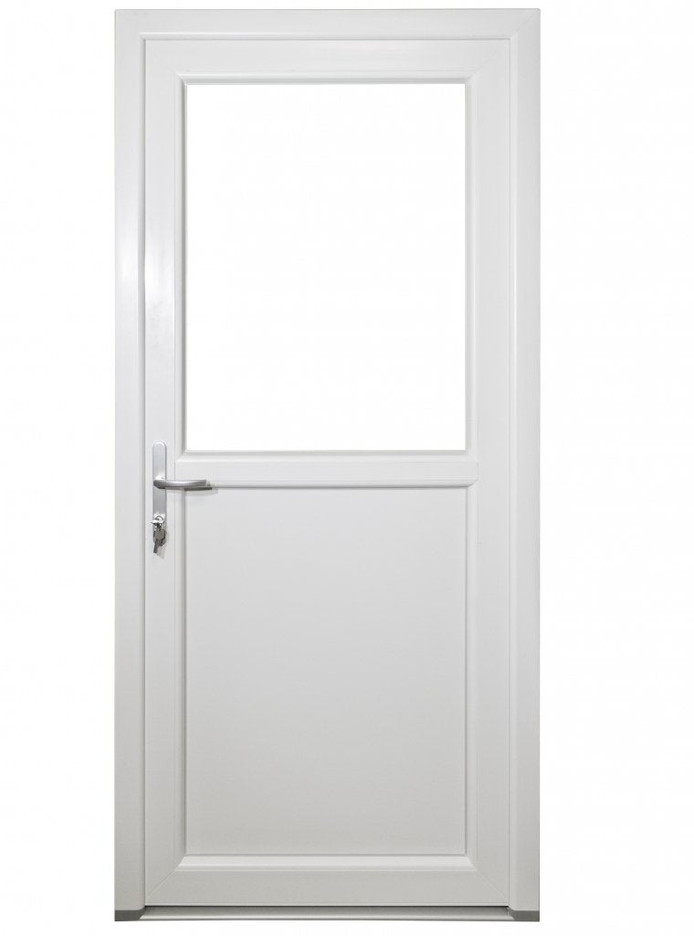 Deur 1/2 glas Antraciet b98 x h215 RAL7016, Niet ingevuld, Kunststof, 80 tot 100 cm, Niet ingevuld