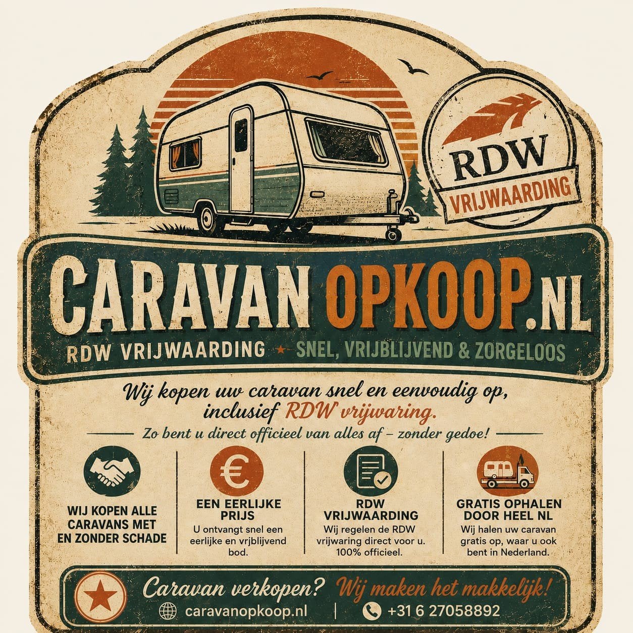 Uw oude caravan verkopen ? Snel en eenvoudig!!, Caravans en Kamperen, Standaardzit, Omvormbare zithoek, Tot en met 3, Particulier