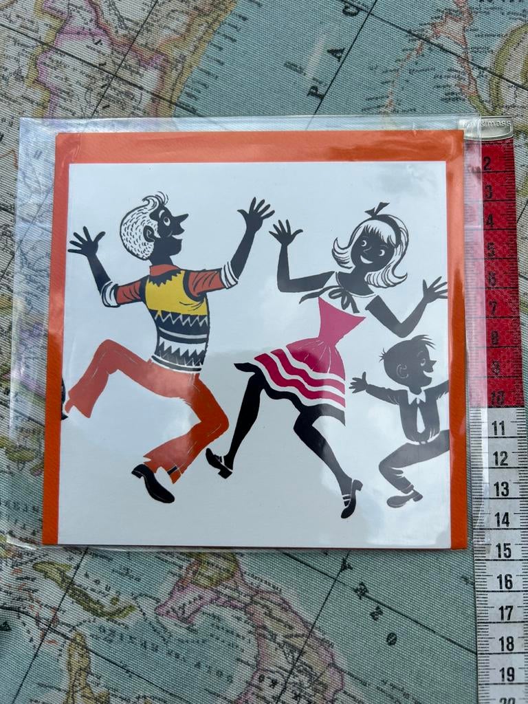 Wenskaart dansende mensen, Ophalen of Verzenden, Zo goed als nieuw