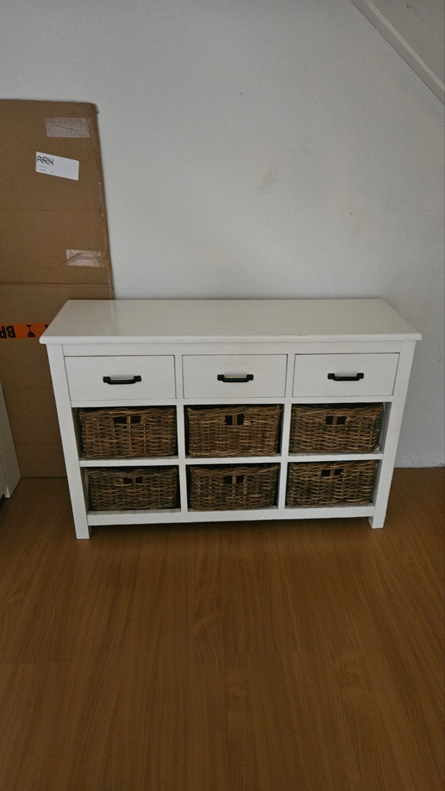 Mooie ladekast Valerie met rieten manden, Ophalen, Overige materialen, 100 tot 150 cm, 5 laden of meer