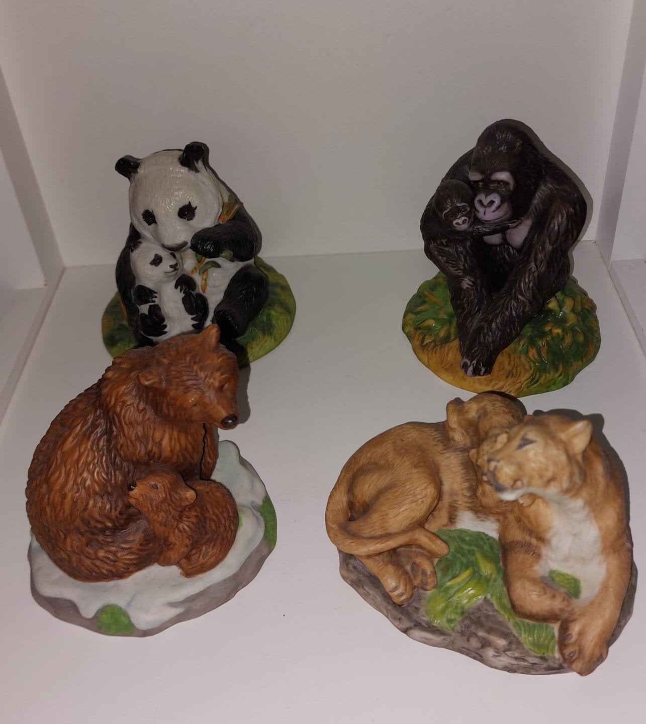 Franklin Mint Moeder en Kind Beeldjes (1989), Ophalen of Verzenden, Zo goed als nieuw, Wild dier, Beeldje of Figuurtje