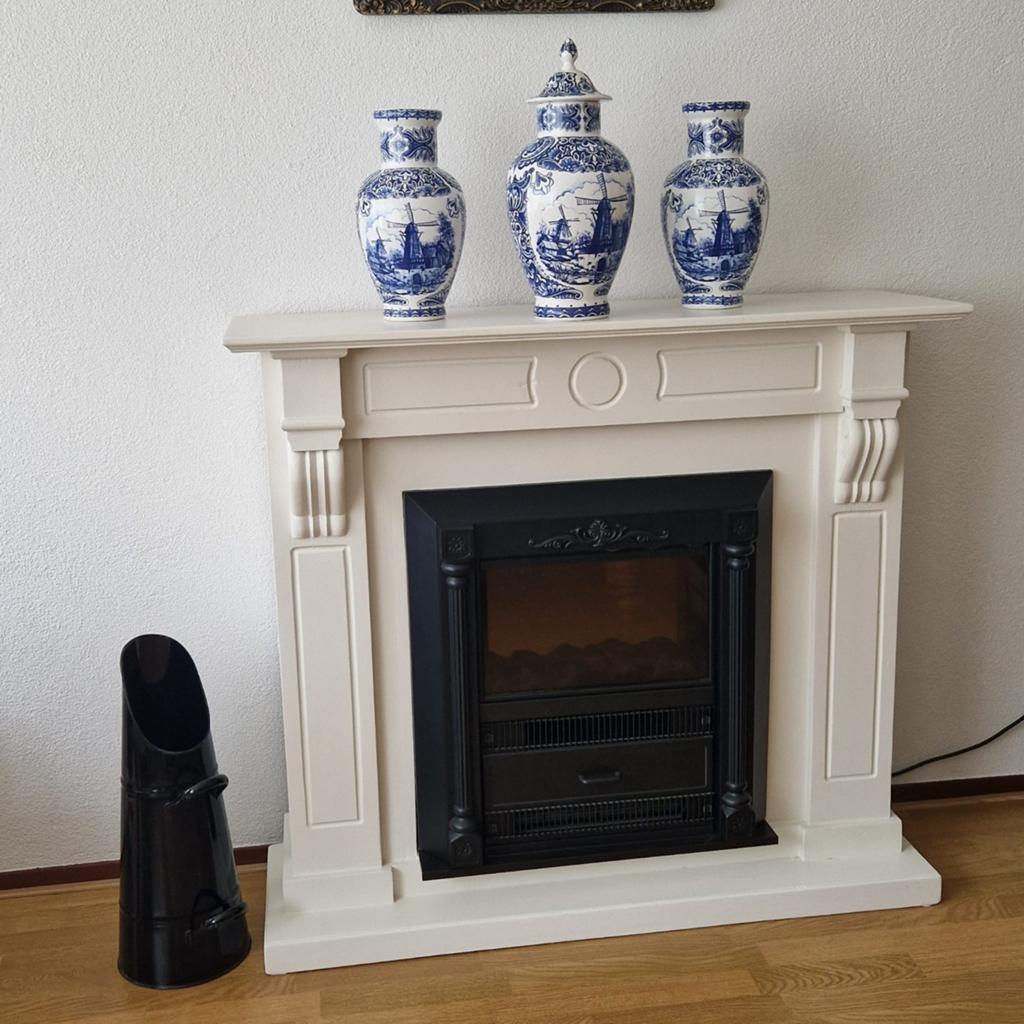 Decoratieve schouw met elektrische kachel, Ophalen, Gebruikt, Inbouwhaard, Elektrische haard