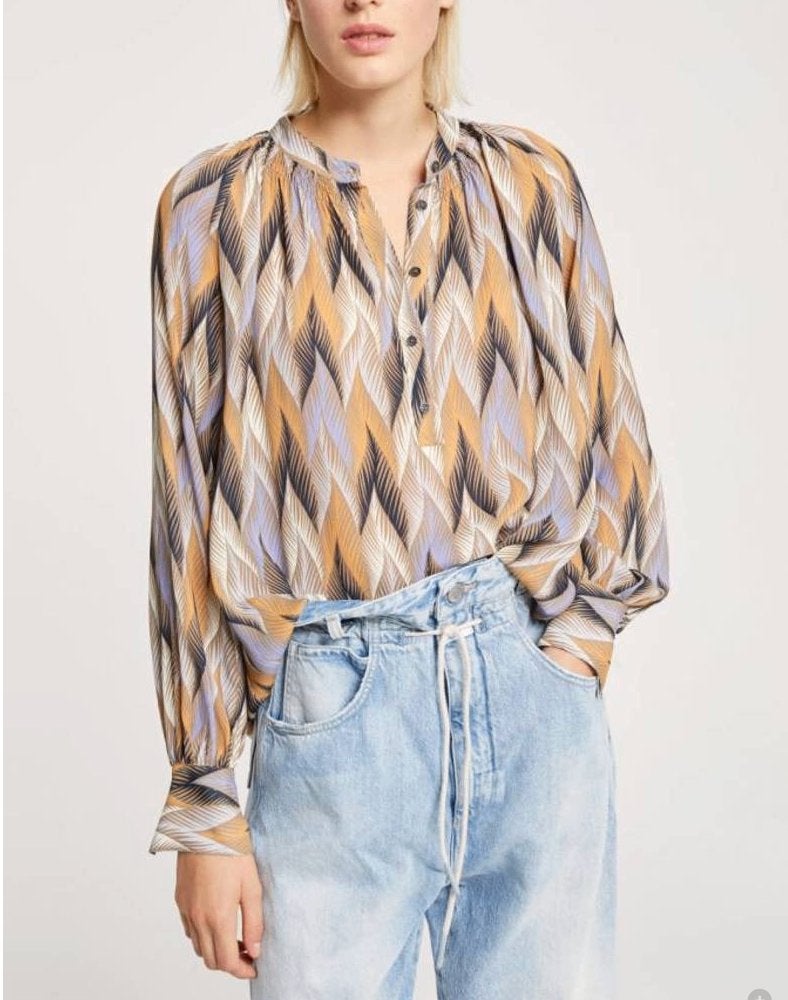 CLOSED prachtige satijnachtige blouse mt L/M viscose/zijde, Closed, Maat 42/44 (L), Zo goed als nieuw, Meerkleurig