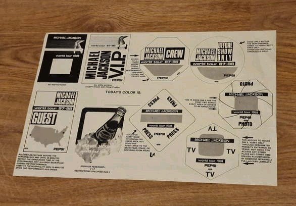 Michael Jackson BAD Tour ticket pass Security Info Sheet 198, Ophalen of Verzenden