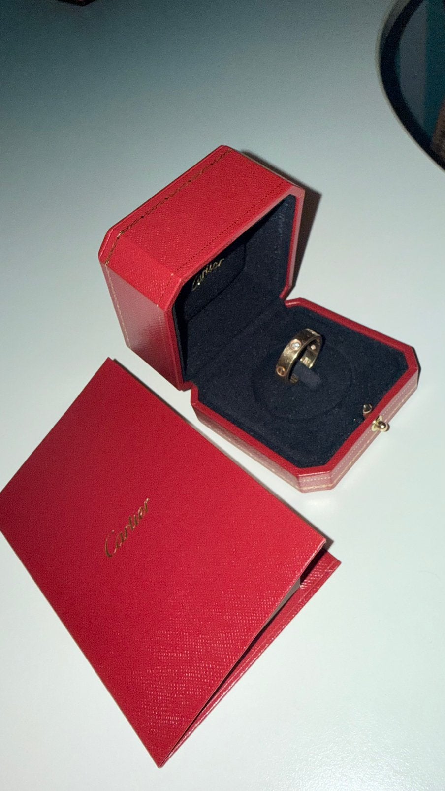 Cartier love ring 3 diamanten 64 met certificaat origineel, Gebruikt, 20 of groter, Heer, Ophalen of Verzenden